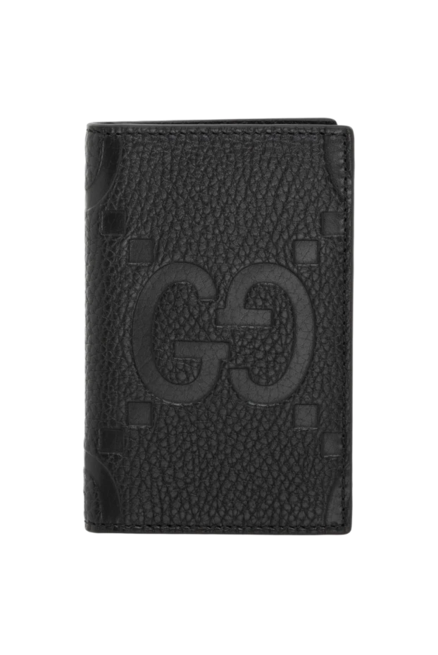 Black leather business card holder with GG logo