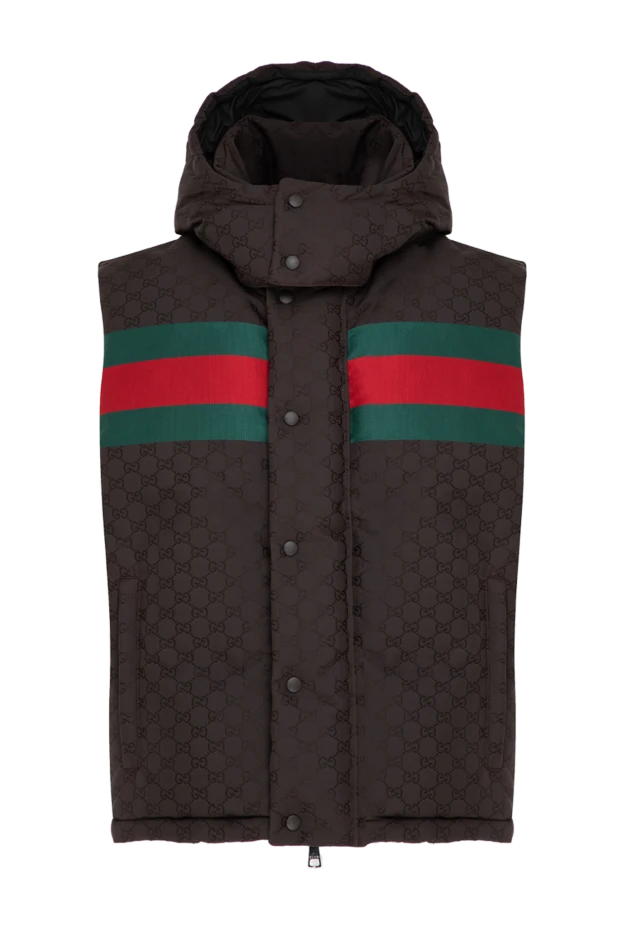 Gucci gg textile vest with hood, brown for men 185561 - photo 1