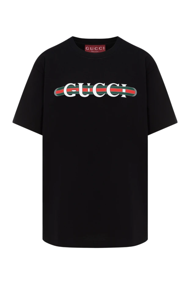 Gucci women's black cotton t-shirt with logo 185567 - photo 1