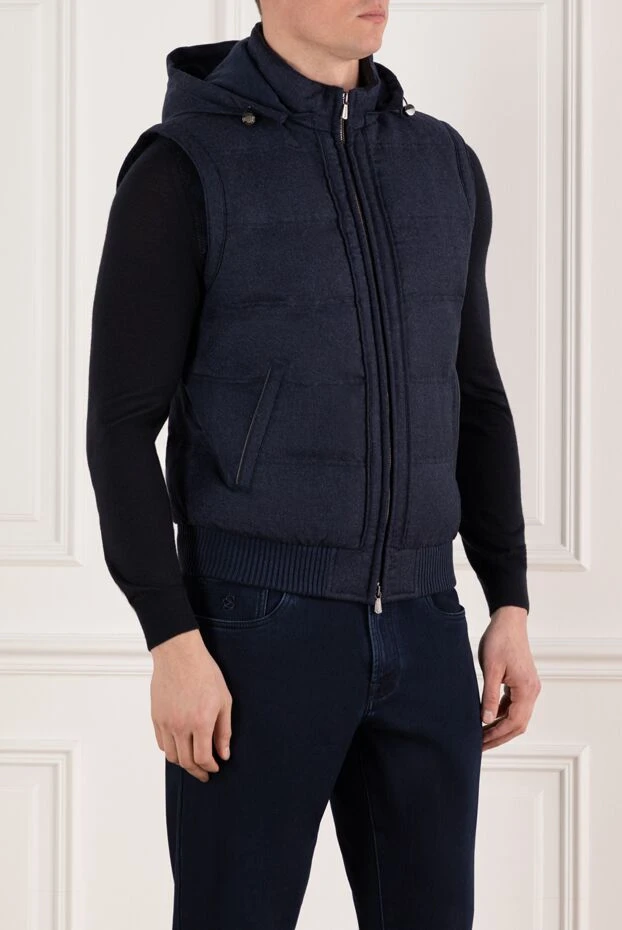 Enrico Mandelli cashmere vest men's blue with hood 185569 - photo 3