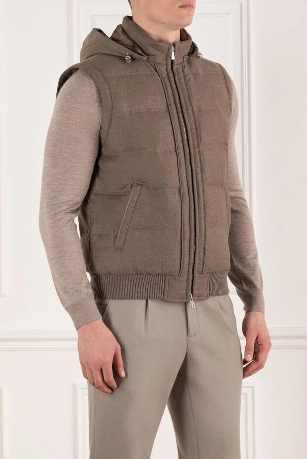 Enrico Mandelli men's beige vest with cashmere hood 185571 - photo 3