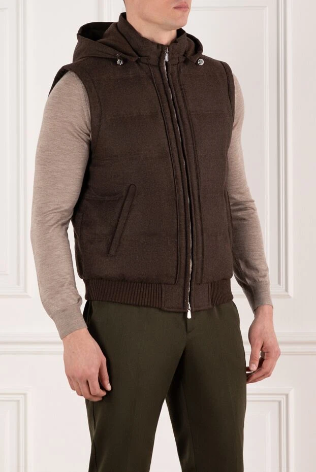 Enrico Mandelli men's brown vest with cashmere hood 185574 - photo 3