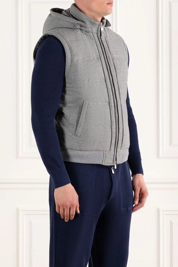 Enrico Mandelli cashmere grey vest with zip hood 185576 - photo 3