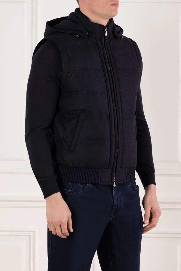 Enrico Mandelli men's blue cashmere vest with zipper 185577 - photo 3