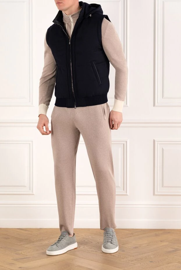 Enrico Mandelli men's blue cashmere vest with hood 185578 - photo 2