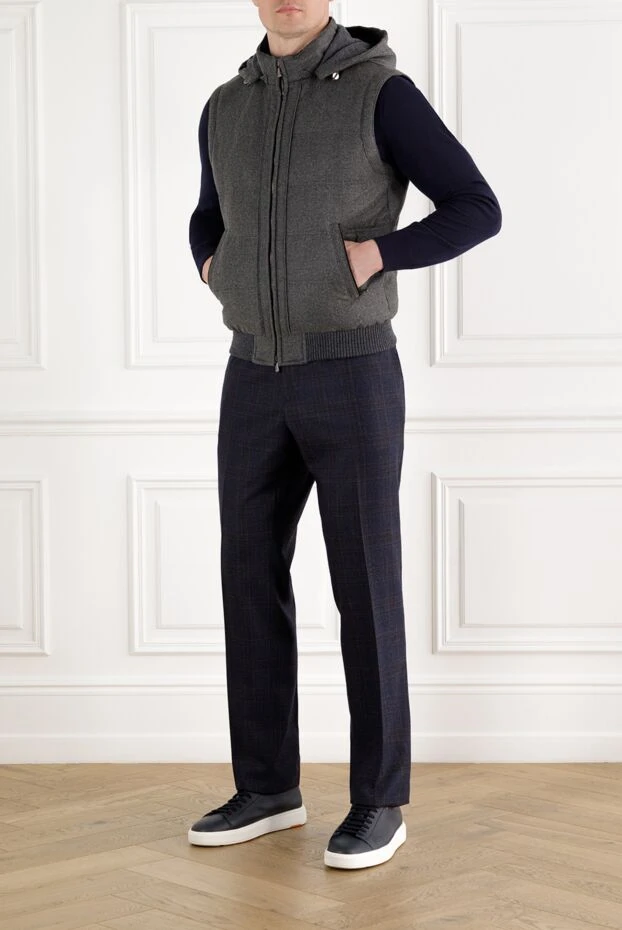 Enrico Mandelli cashmere dark grey vest with zip hood 185579 - photo 2