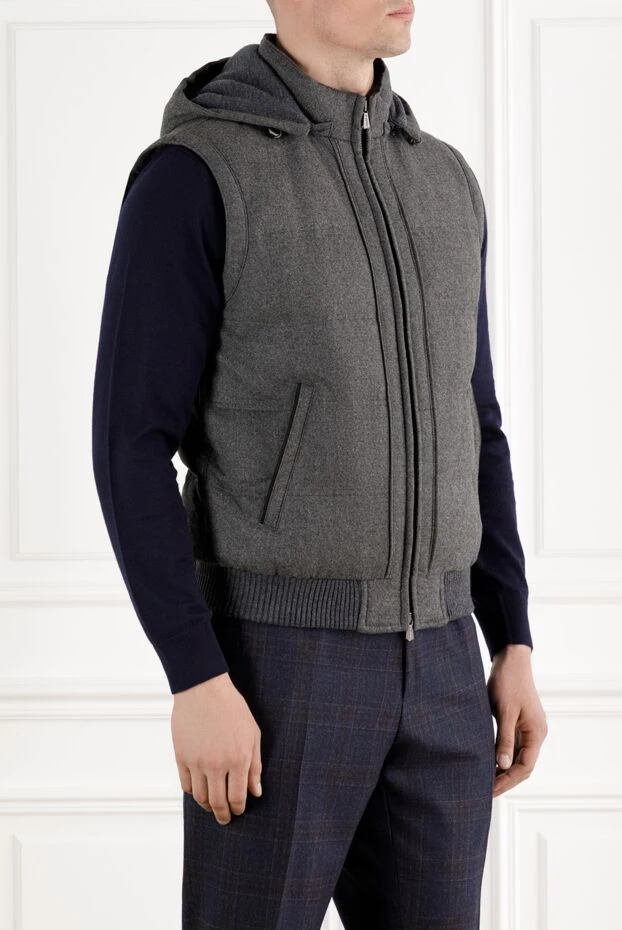 Enrico Mandelli cashmere dark grey vest with zip hood 185579 - photo 3