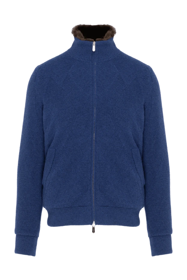 Svevo men's cashmere jacket with fur, blue 185595 - photo 1