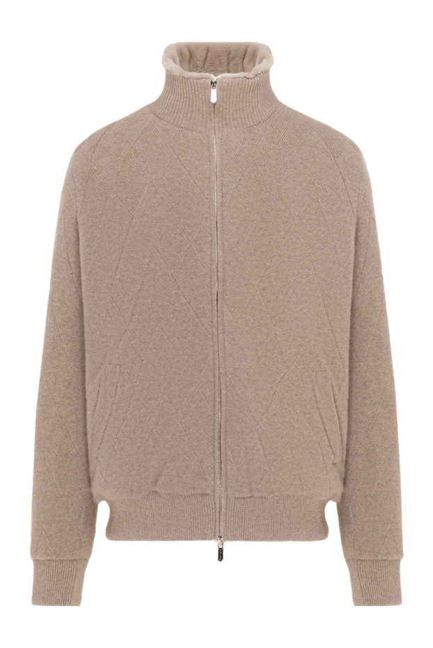 Svevo beige men's cashmere jacket with fur 185601 - photo 1