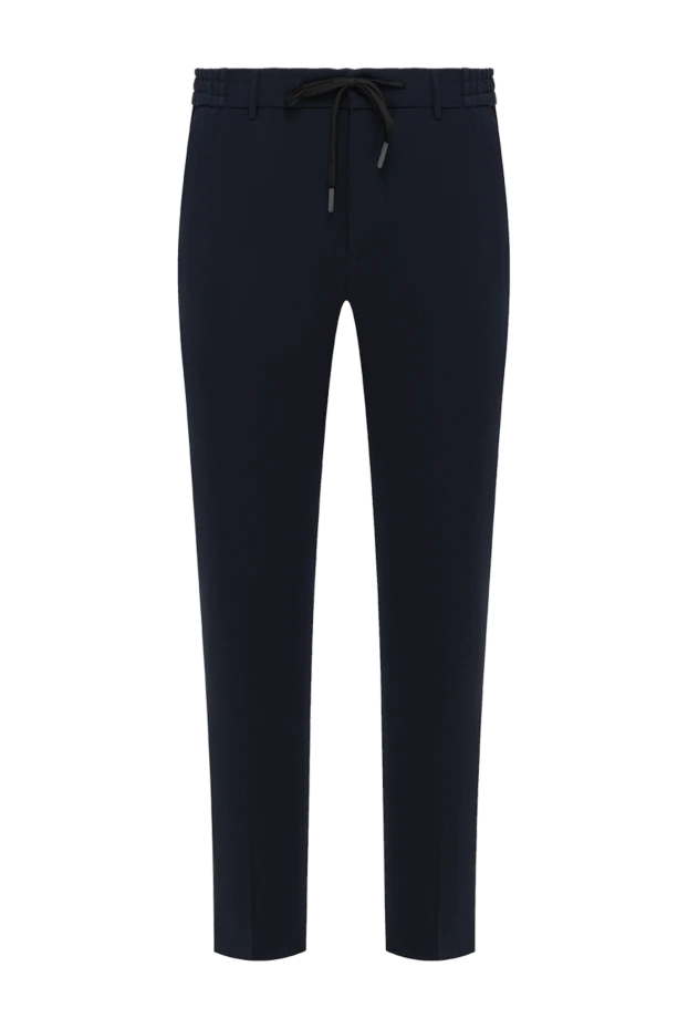 Blue wool and cotton trousers for men