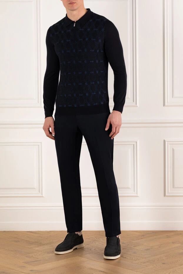 Berwich blue wool and cotton trousers for men 185608 - photo 2