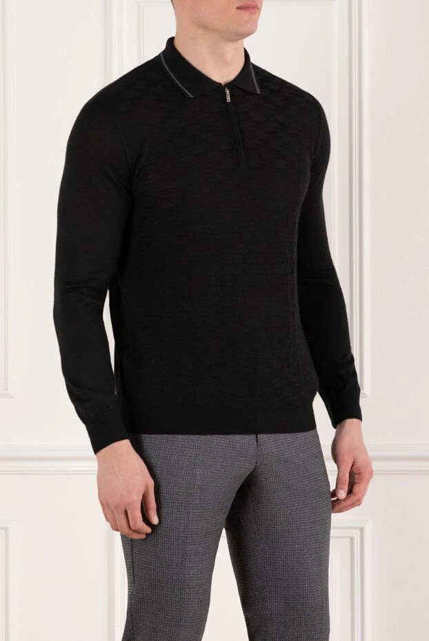 Zilli men's long sleeve zip polo black 185614 - photo 3