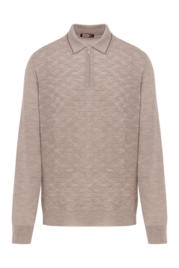 Zilli men's polo with zipper with long sleeves, beige 185615 - photo 1
