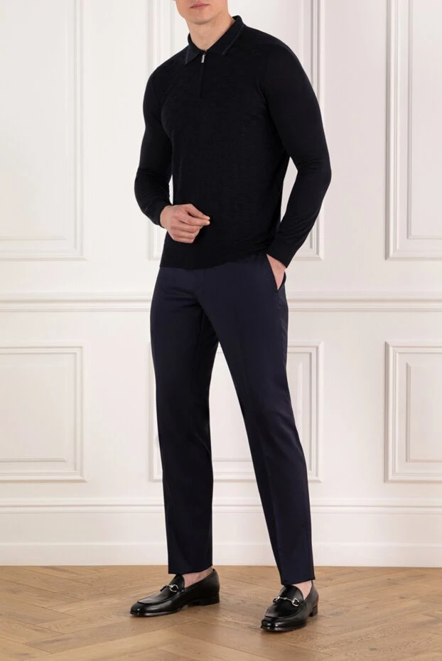 Zilli men's long sleeve zip polo in cashmere and silk 185616 - photo 2