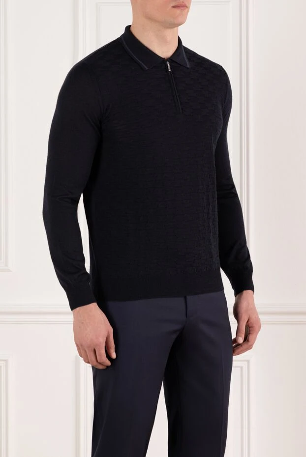Zilli men's long sleeve zip polo in cashmere and silk 185616 - photo 3