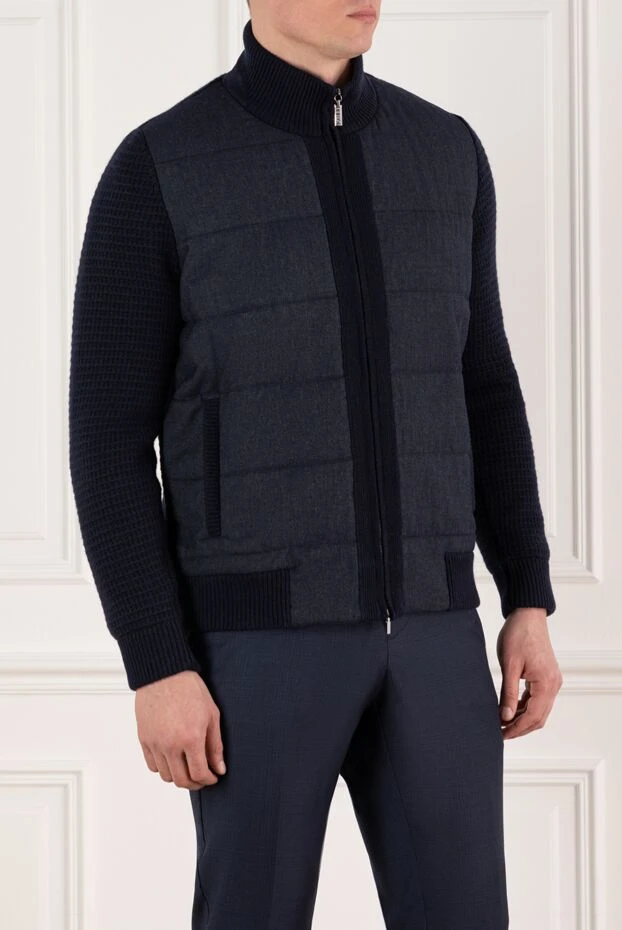 Zilli куртка бомбер синя кашемірова чоловіча 185617 - фото 3