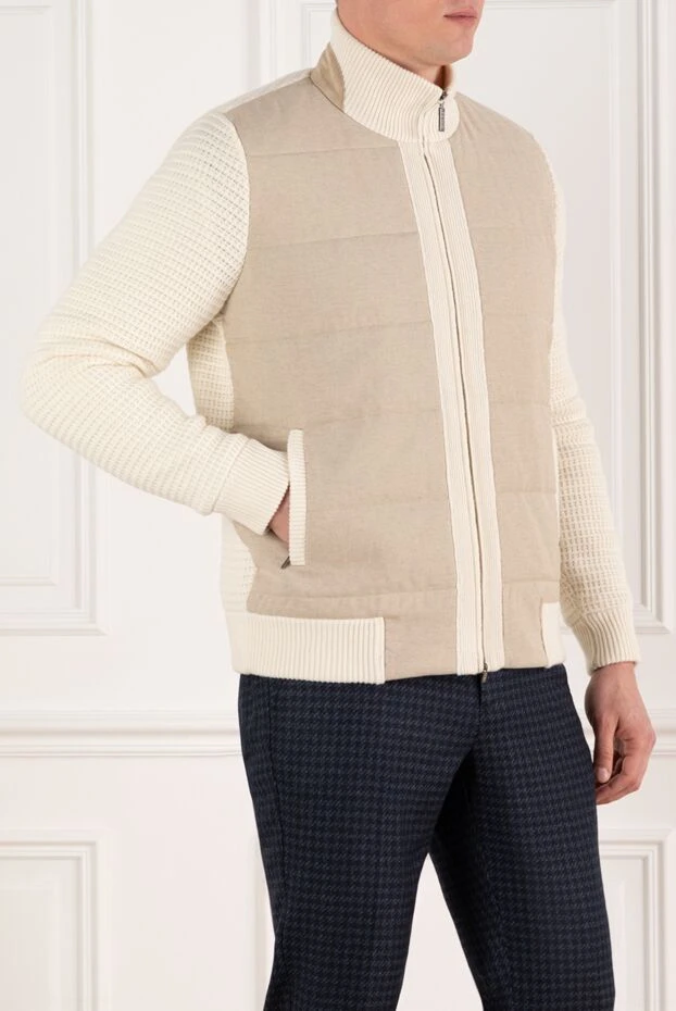 Zilli кашемірова куртка бомбер бежева чоловіча 185618 - фото 3