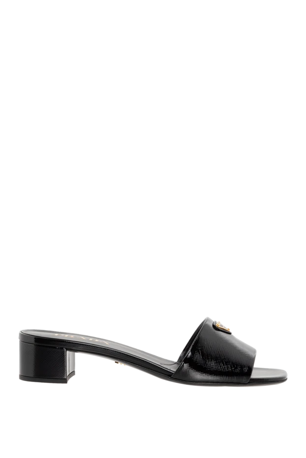 Prada women's black leather sandals with logo 185654 - photo 1