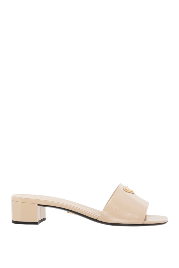 Prada women's beige leather sandals with logo 185656 - photo 1