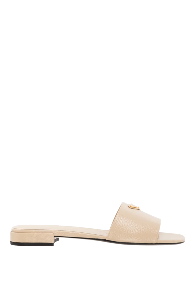 Prada beige women's leather sandals with logo 185657 - photo 1