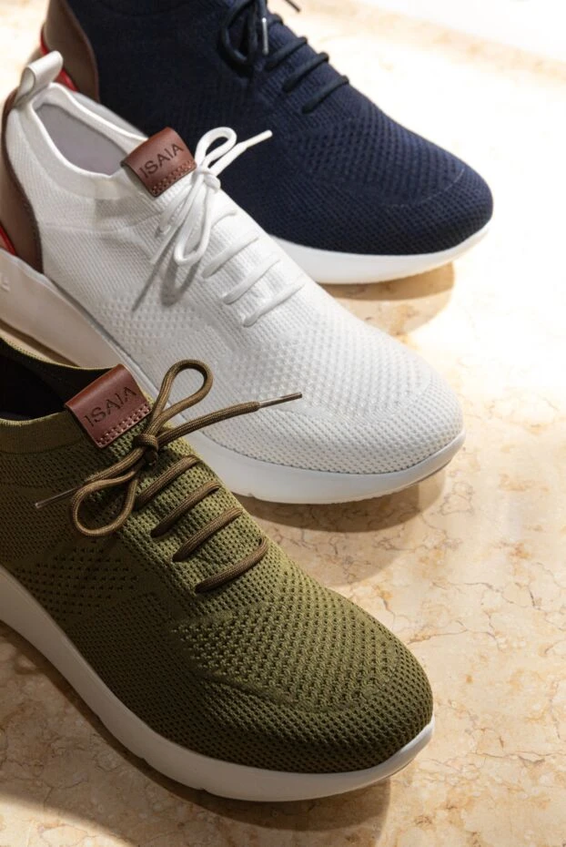 Isaia men's white cotton sneakers 185664 - photo 2