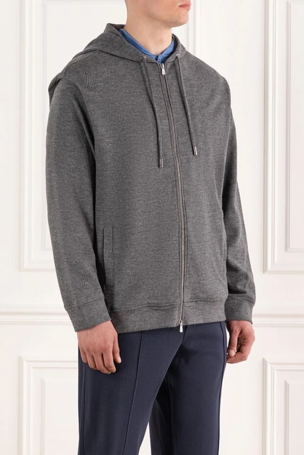 Isaia checkered wool zip up hoodie 185676 - photo 3