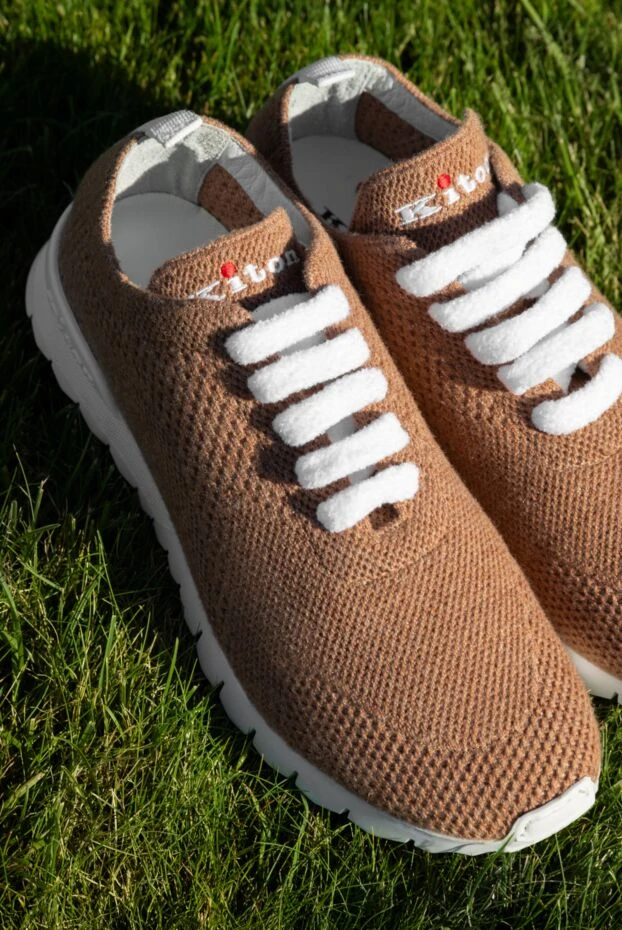 Kiton коричневі кросівки fit із кашеміру 185724 - фото 2