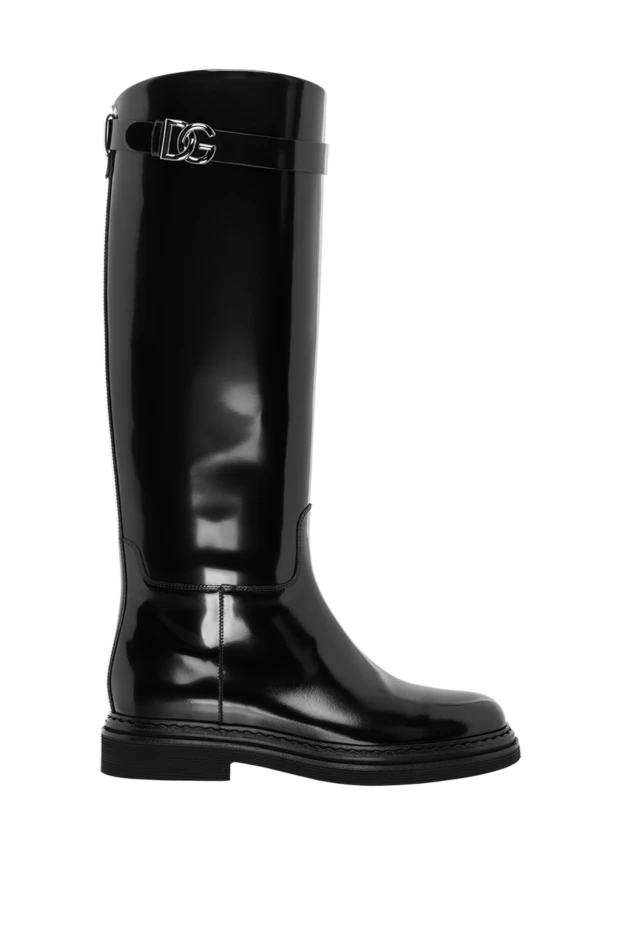 Dolce & Gabbana black boots with metal dg logo leather 185950 - photo 1