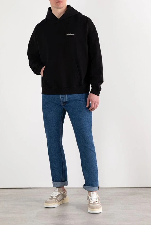 Palm Angels black men's cotton hoodie with logo 197054 - photo 2