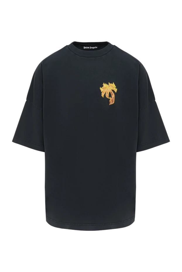 Palm Angels t-shirt flaming palm tree men's oversized black 195603 - photo 1