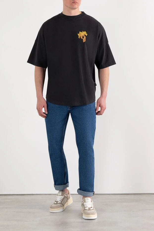 Palm Angels t-shirt flaming palm tree men's oversized black 195603 - photo 2