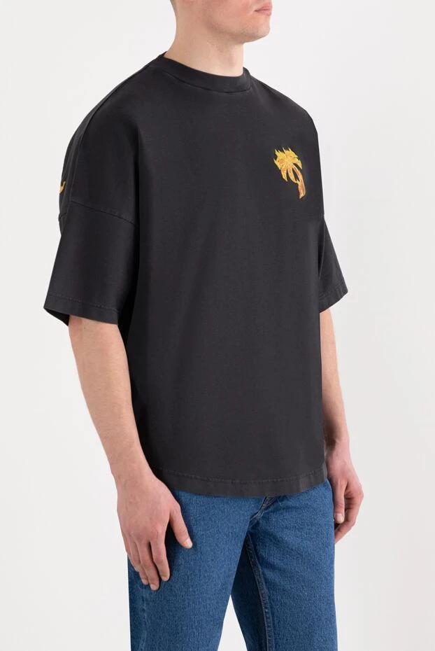 Palm Angels t-shirt flaming palm tree men's oversized black 195603 - photo 3