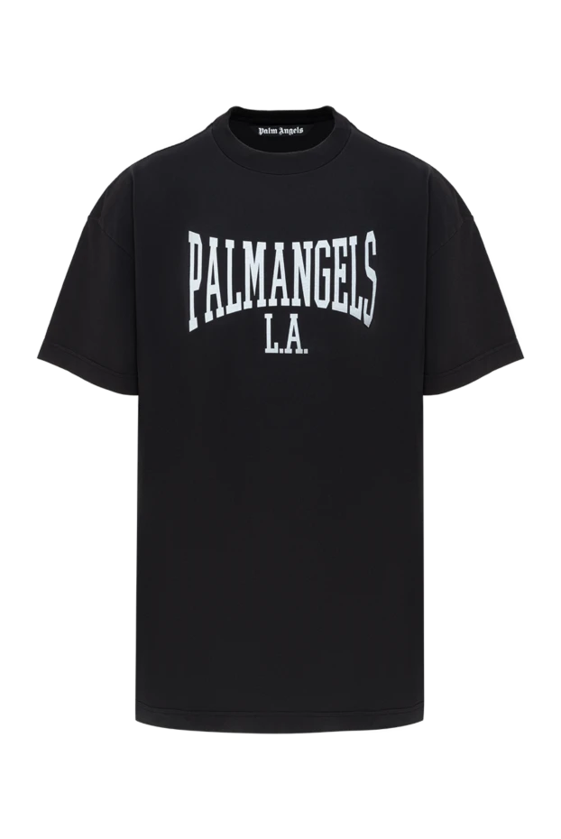 Palm Angels men's black cotton t-shirt with logo 185962 - photo 1