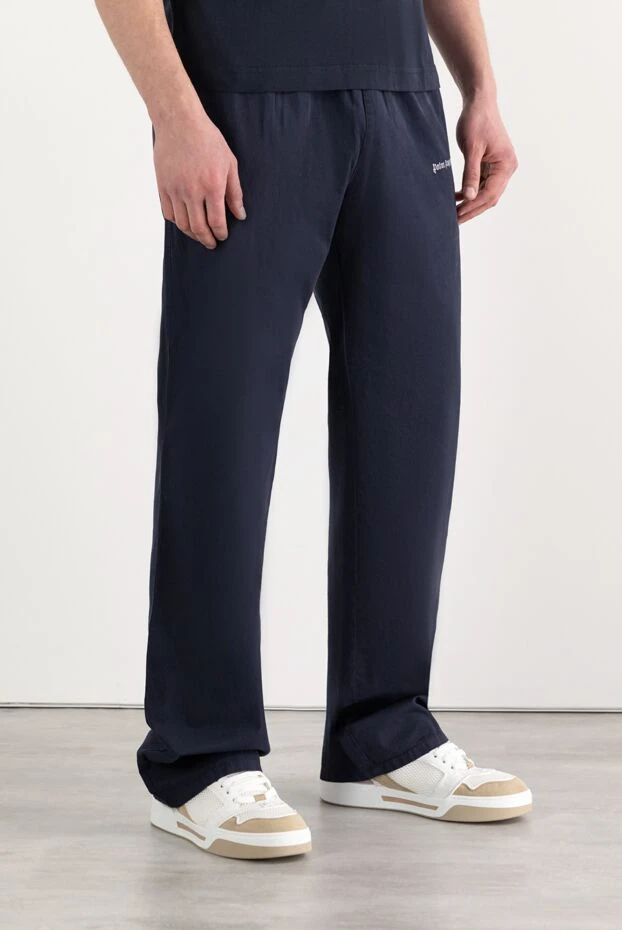 Palm Angels man blue men's cotton drawstring trousers 185969 - photo 3