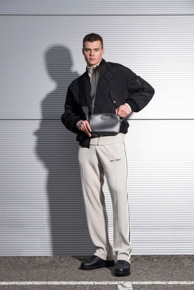 Men's quilted bomber jacket with sleeve pocket black - photo 2