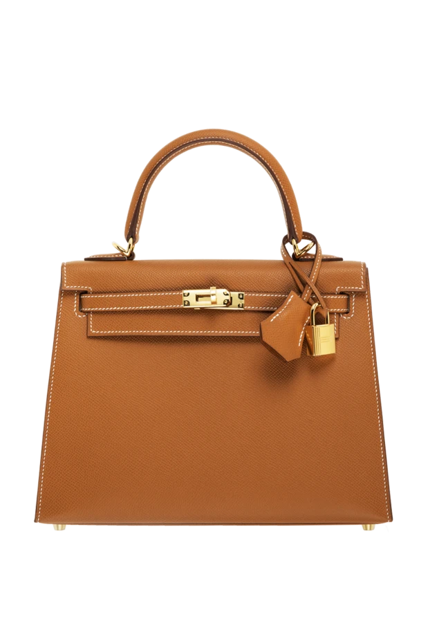 Hermes сумка kelly из эпсомской кожи женская коричневая 185984 - фото 1