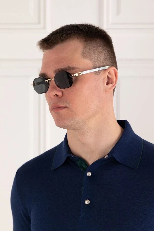 Cartier сонцезахисні чоловічі окуляри exception золоті із завушниками з дерева 186005 - фото 2