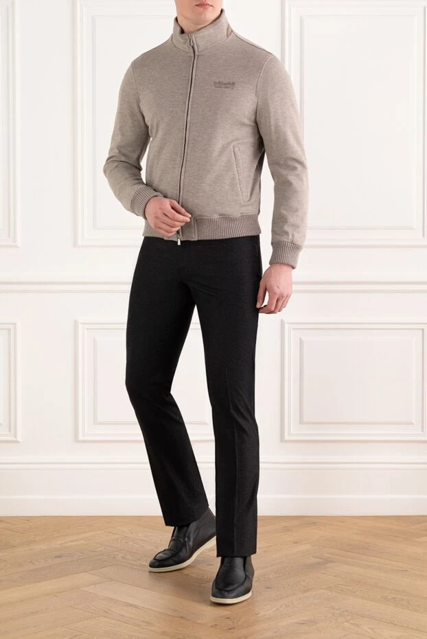 Enrico Mandelli beige short zippered jacket made of wool and cotton for men 186023 - photo 2