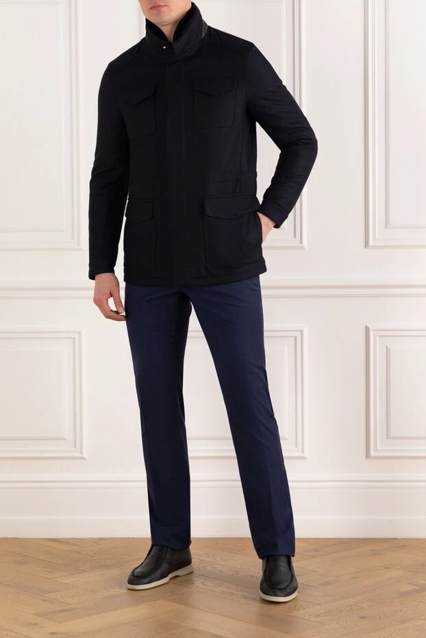 Enrico Mandelli men's blue wool and cashmere jacket 186025 - photo 2