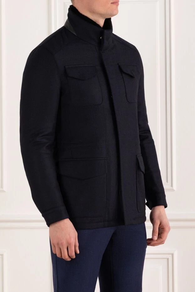 Enrico Mandelli men's blue wool and cashmere jacket 186025 - photo 3