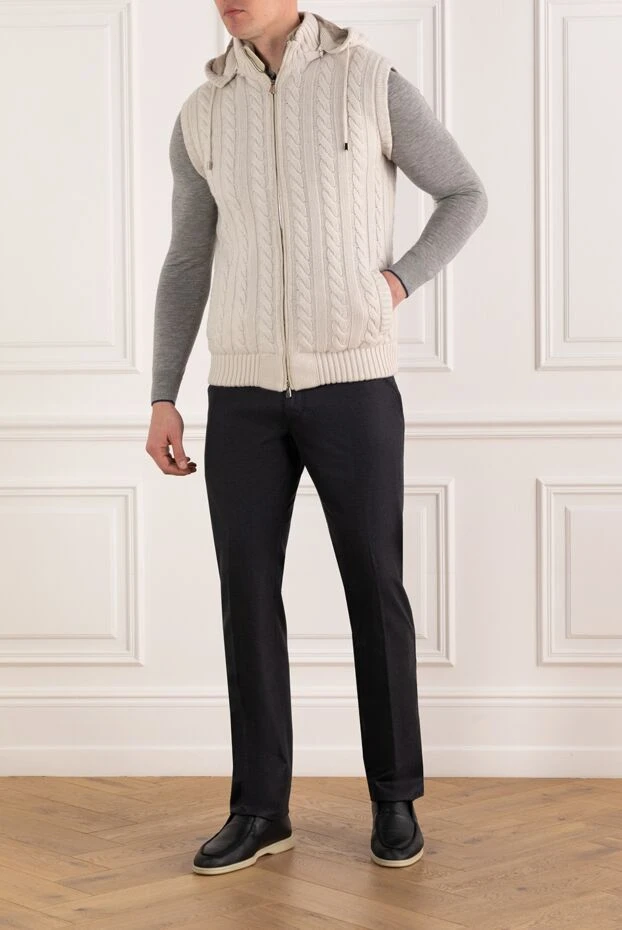 Enrico Mandelli knitted men's vest with fur hood and crocodile leather details 186027 - photo 2
