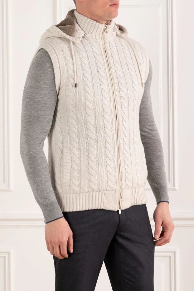 Enrico Mandelli knitted men's vest with fur hood and crocodile leather details 186027 - photo 3