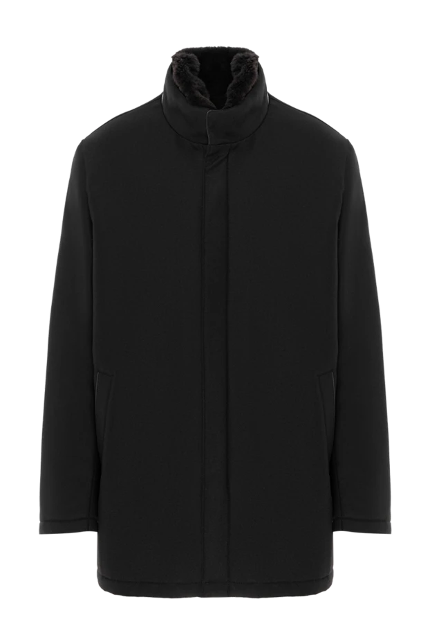 Enrico Mandelli parka with fur collar made of cashmere and wool in black 186029 - photo 1