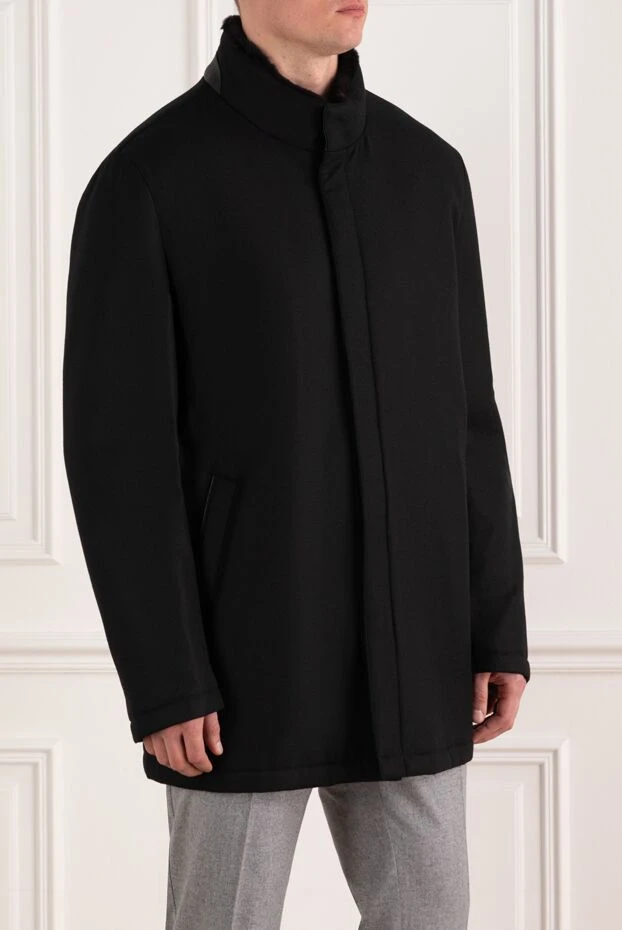 Enrico Mandelli parka with fur collar made of cashmere and wool in black 186029 - photo 3