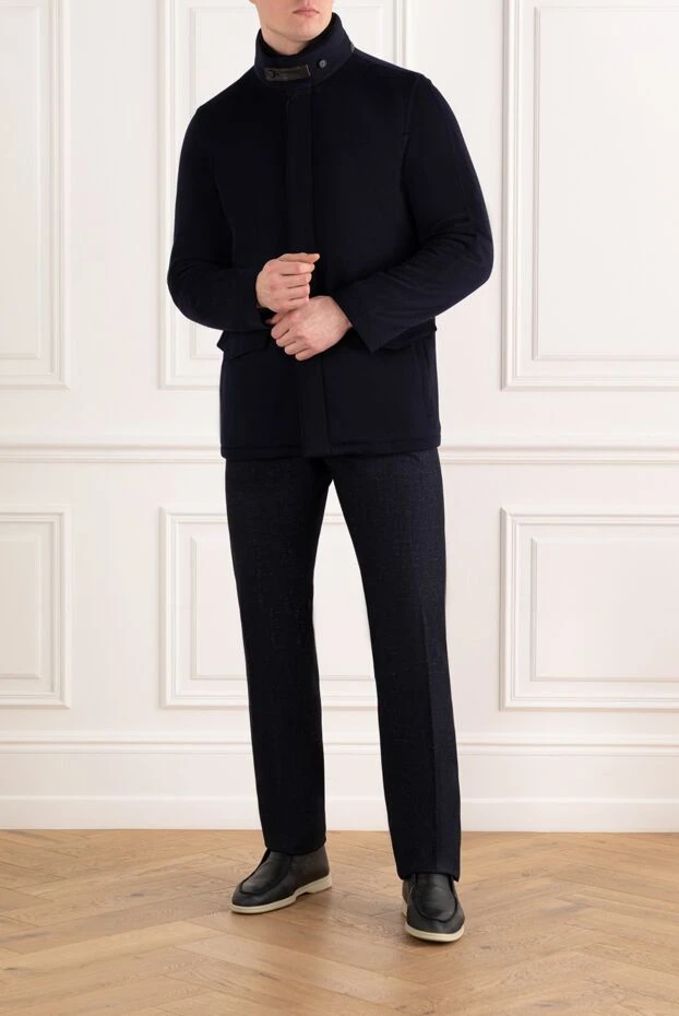 Enrico Mandelli dark blue cashmere jacket for men with a stand-up collar 186032 - photo 2