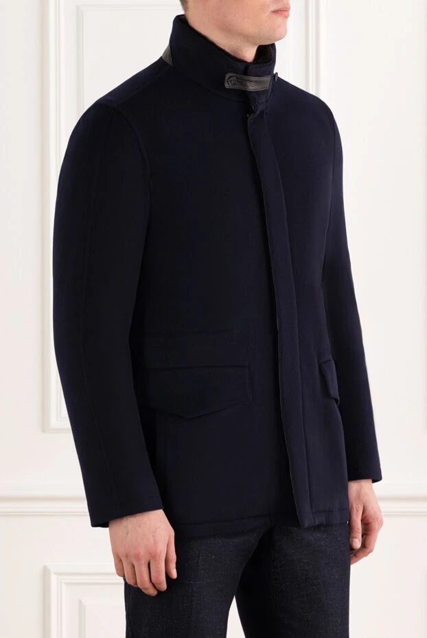 Enrico Mandelli dark blue cashmere jacket for men with a stand-up collar 186032 - photo 3