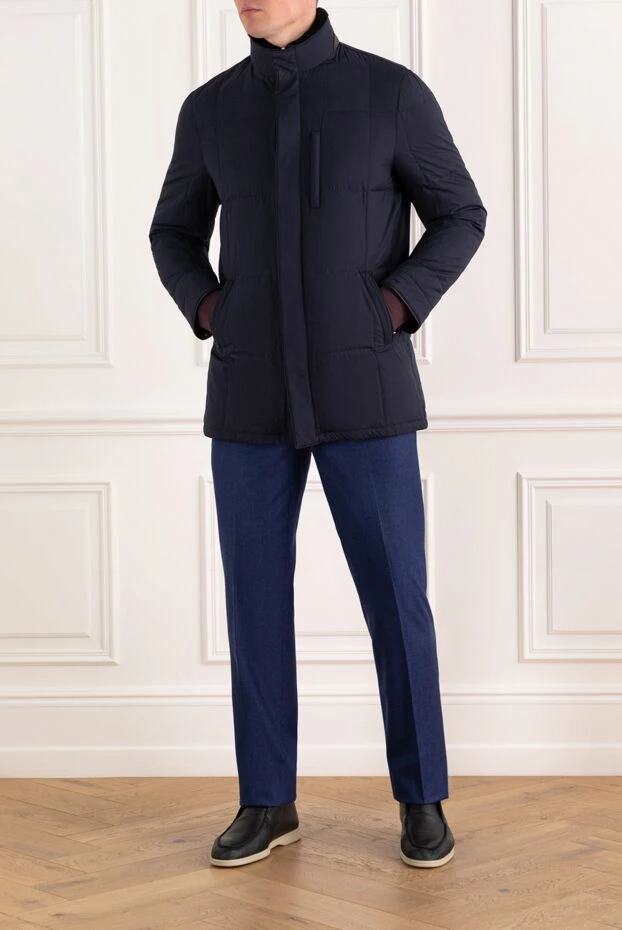 Enrico Mandelli men's blue quilted silk jacket 186033 - photo 2