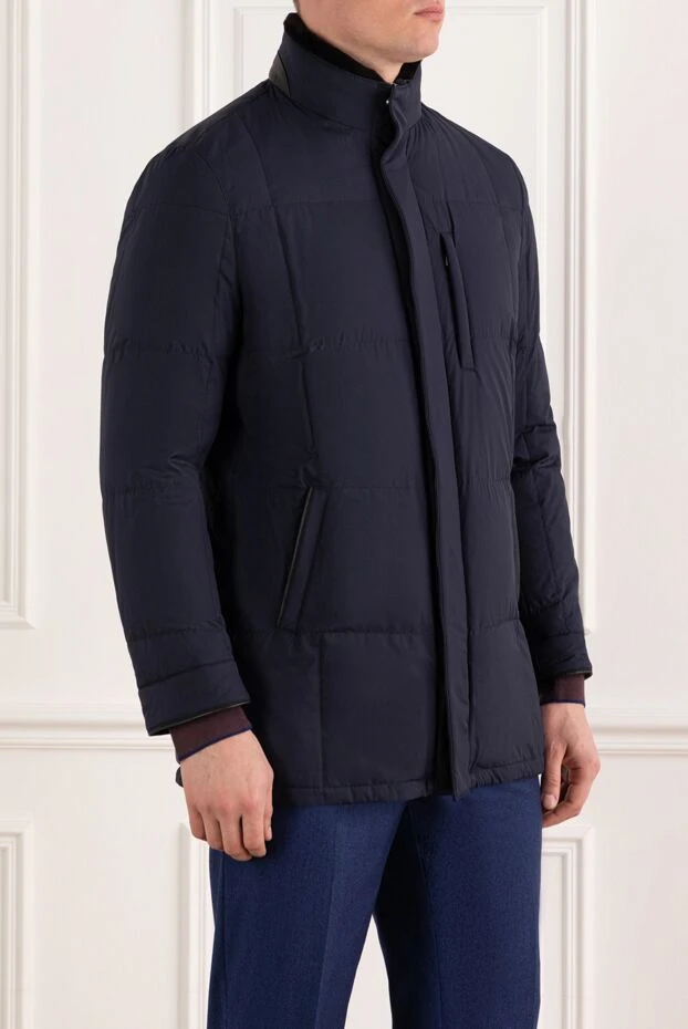 Enrico Mandelli men's blue quilted silk jacket 186033 - photo 3