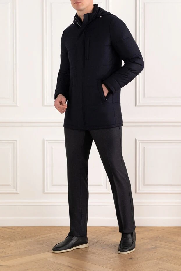 Enrico Mandelli men's blue insulated jacket made of wool and cashmere 186036 - photo 2