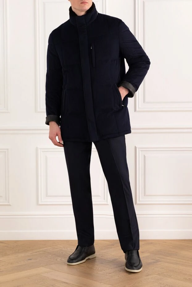 Enrico Mandelli men's blue cashmere jacket with fur collar 186044 - photo 2